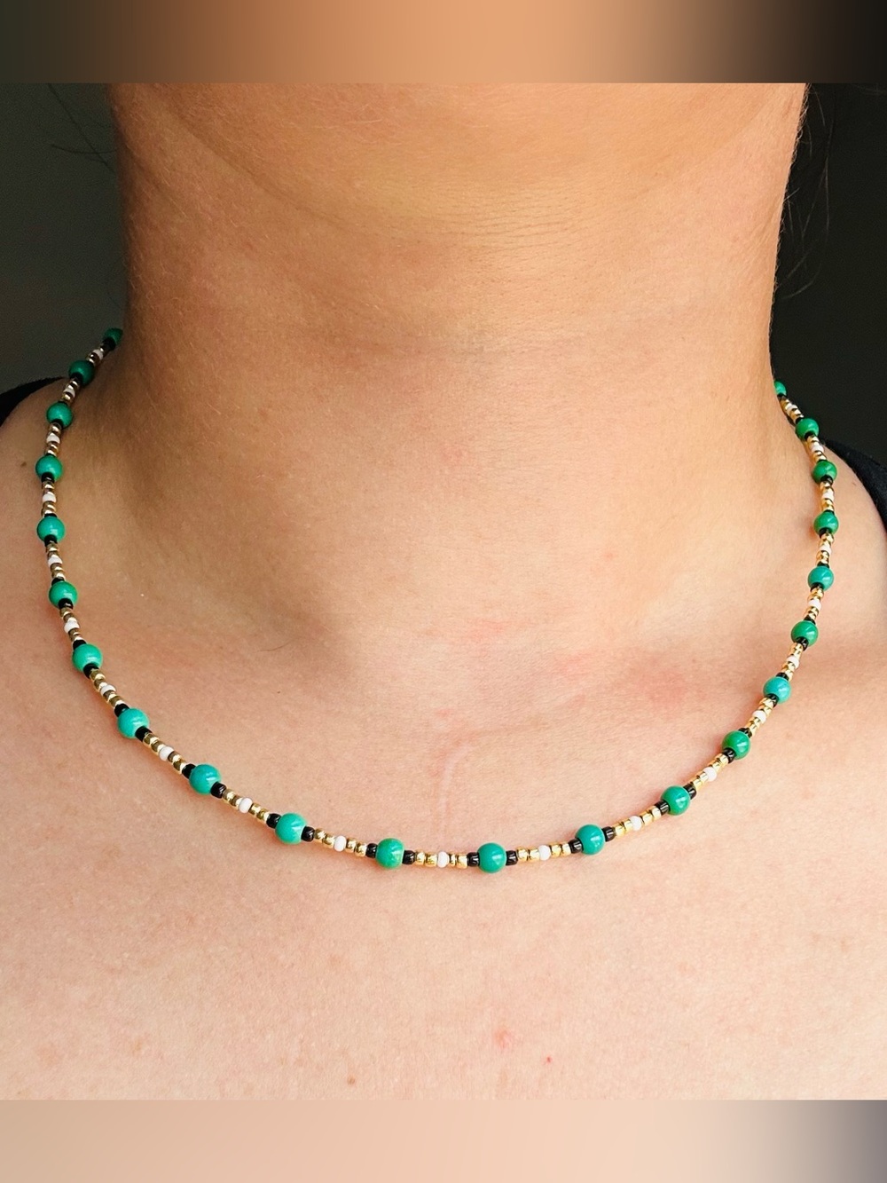 Delicate Magnesite Gemstone BeadedNecklace - Women Jewelry